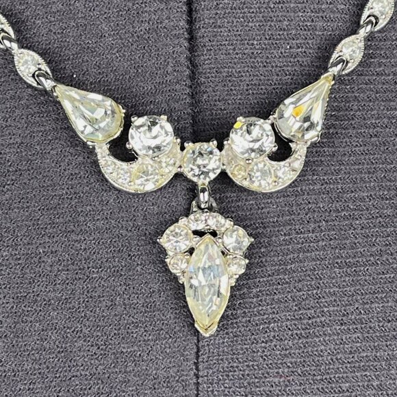Vintage Bogoff Clear Rhinestone Crystal Choker Necklace - Picture 8 of 10